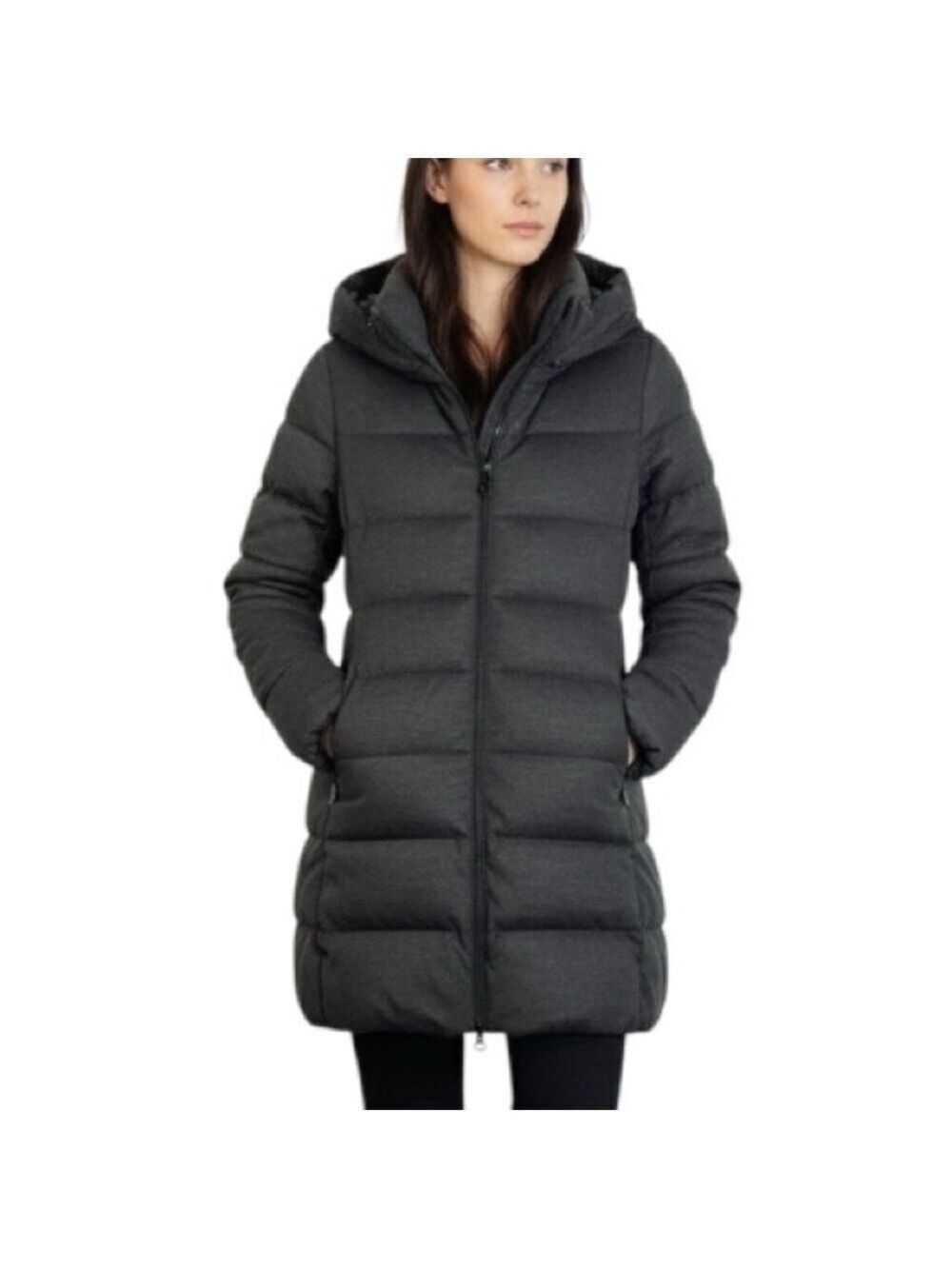 UNIQLO minimalist wool blend charcoal grey black down puffer coat XS